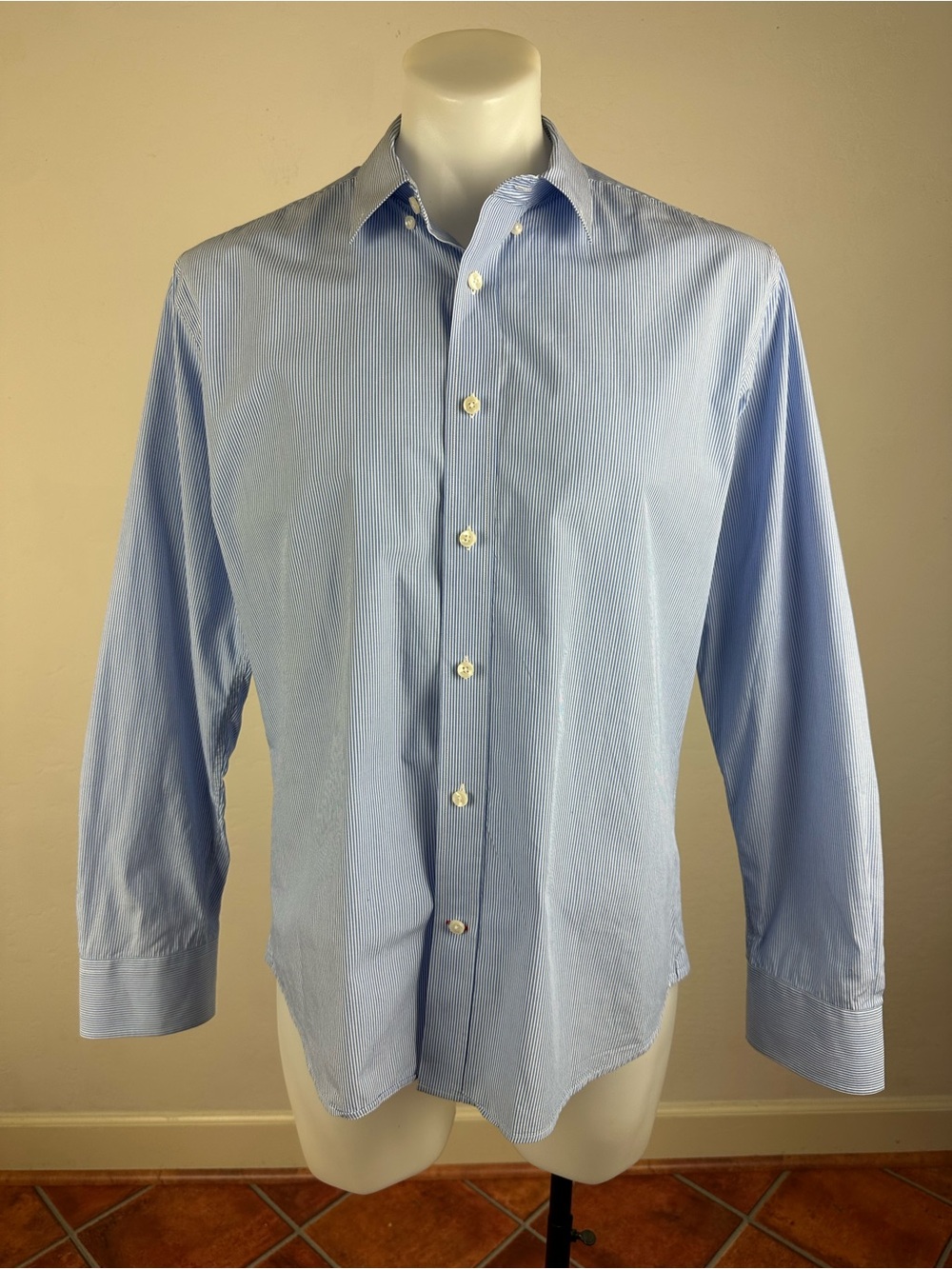Ernest Alexander New York Men's Light Blue Pinstripe Dress Shirt